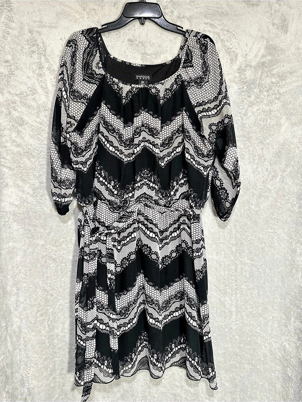 Enfocus Women Geometric Mini Dress Black & White Medium